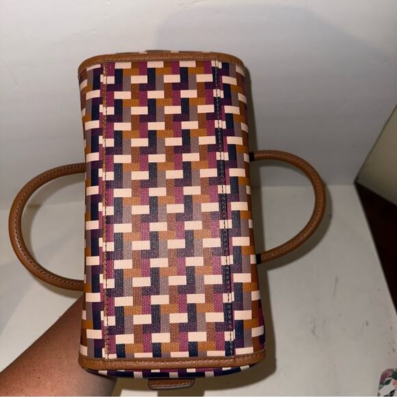 FOSSIL Women's Woven style  Satchel in Brown and Purple - Picture 4 of 5